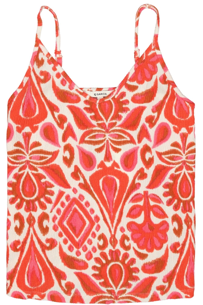 SINGLET MET PRINT E50220 3979 RUBY RED